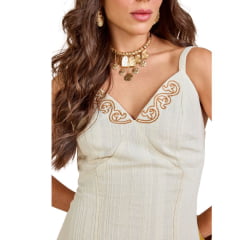 Vestido Feminino Moon Horse Longo Liz Off White Com Bordado Ref:01.11.458