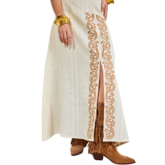 Vestido Feminino Moon Horse Longo Liz Off White Com Bordado Ref:01.11.458