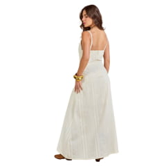 Vestido Feminino Moon Horse Longo Liz Off White Com Bordado Ref:01.11.458