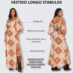 Vestido Feminino Stabulos Estampado Longo Com Abertura nas Costas STB427