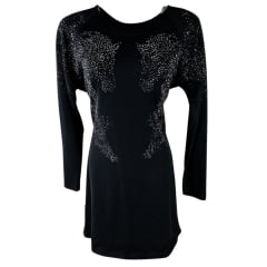 Vestido Feminino Top Country Plus Size Preto Manga Longa Com Cavalos Em Strass