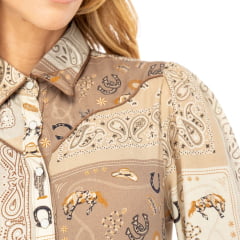 Vestido Feminino Zenz Western Golden Spur Longo Manga Longa Estampado Ref:ZW0226062-1719