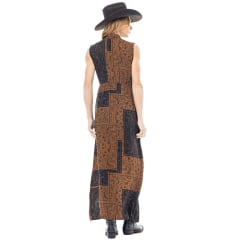 Vestido Feminino Zenz Western Rusty Rose Longo Estilo Camisa Estampado Ref:ZW0226064-1747
