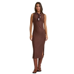 Vestido Feminino TXC Midi Malha Moletom Marrom Ref:40111V