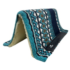 Manta Boots Horse Navajo Azul Marinho E Azul Turquesa Lã 34x36 - Ref.1803