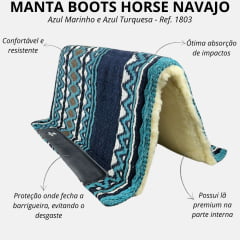 Manta Boots Horse Navajo Azul Marinho E Azul Turquesa Lã 34x36 - Ref.1803