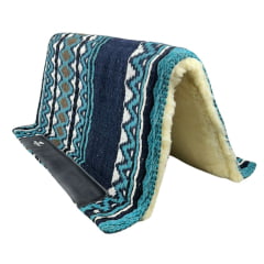 Manta Boots Horse Navajo Azul Marinho E Azul Turquesa Lã 34x36 - Ref.1803