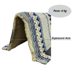 Manta Boots Horse Navajo Cinza Azul Royal e Bege Lã 34x36 - Ref.1803