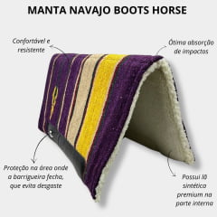 Manta Boots Horse Navajo Combat Roxo Amarelo e Bege de Algodão 30x32 - Ref. 2096