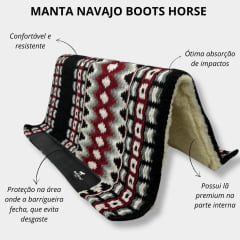 Manta Boots Horse Navajo Preto Cinza e Vermelho de Lã 34x36 - Ref.1803