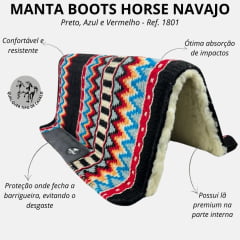 Manta Boots Horse Navajo Tambor Preto, Azul e Vermelho 30X32 Ref:1801