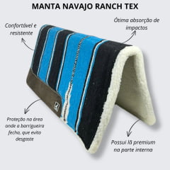 Manta De Lã Com Estampa Navajo Azul e Preto Ranch Tex