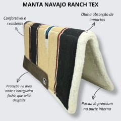 Manta De Lã Com Estampa Navajo Preta e Bege Ranch Tex