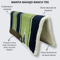 Manta De Lã Com Estampa Navajo Verde e Azul Marinho Ranch Tex