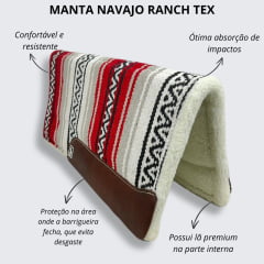 Manta de Lã Estampa Navajo Vermelha/Cinza e Branco Ranch Tex