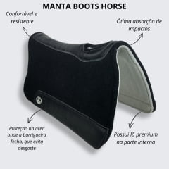 Manta Feltro Preto Com Perfuração na Cernelha Boots Horse