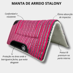 Manta Para Arreio Listrada Rosa Com Cinza Stalony  - Ref.080