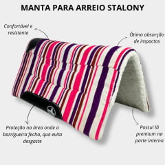 Manta Para Arreio Listrada Rosa Com Lilás Stalony  - Ref.080