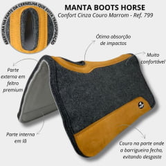 Manta De Cavalgada Boots Horse Flex Confort Mescla Cinza